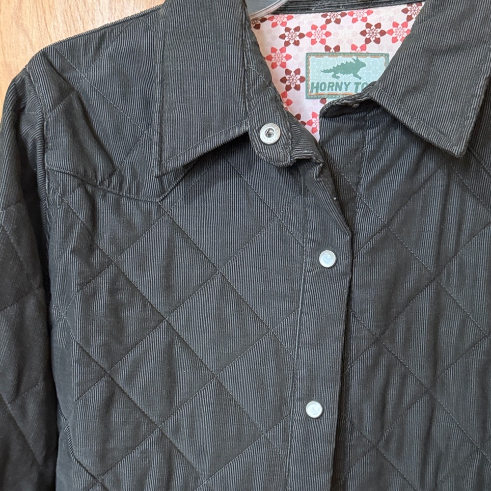 Horny Toad Brown Quilted corduroy Button Down Shirt jacket size large toad & co - Picture 2 of 5
